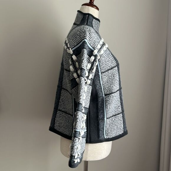 Club Monaco Plaid Windowpane Woven Detail Wool Blend Sweater Size XL (M/L fit) - Picture 5 of 12